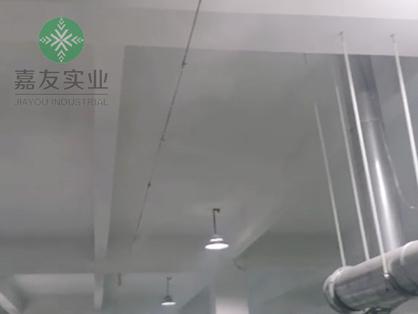 杭州嘉友为聚优非织造材料纺织车间安装雾化加湿系统